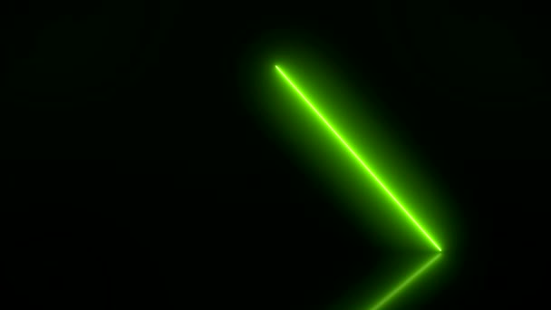 Animazione Video Cerchi Neon Incandescenti Verde Sul Pavimento Riflettente Sfondo — Video Stock