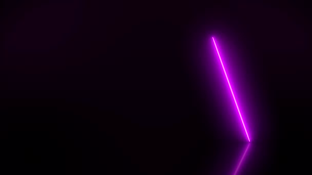 Video Animación Líneas Neón Verticales Brillantes Magenta Suelo Reflectante Fondo — Vídeos de Stock