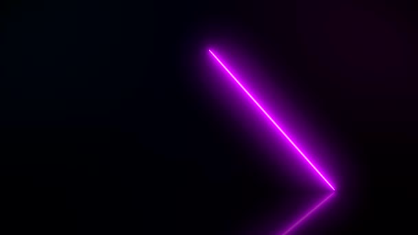 Видеоанимация Светящихся Вертикальных Неоновых Линий Синим Пурпурным Цветом Отражающем Полу — стоковое видео