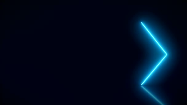 Video Animation Glowing Neon Arrows Blue Reflecting Floor Abstract Background — Stock Video