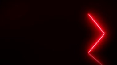 Yansıyan zeminde kırmızıyla parlayan neon okların video animasyonu. - Özet arka plan - Lazer gösterisi