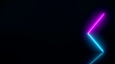 Yansıyan zeminde mavi ve morumsu parlak neon okların video animasyonu. - Özet arka plan - Lazer gösterisi