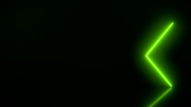 Yansıyan zeminde yeşil renkte parlayan neon okların video animasyonu. - Özet arka plan - Lazer gösterisi