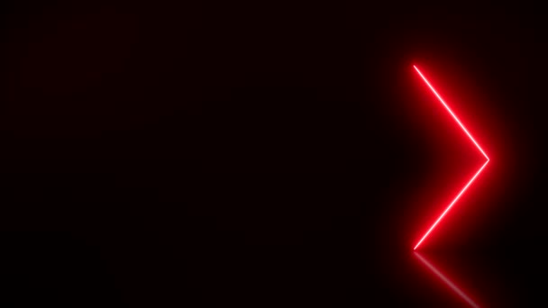 反射地板上发光的红色霓虹灯箭的视频动画 背景摘要 激光表演 — 图库视频影像