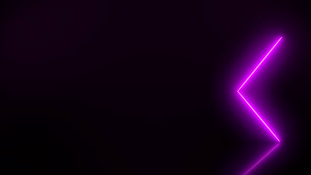 Video Animatie Van Gloeiende Neon Pijlen Magenta Reflecterende Vloer Abstracte — Stockvideo