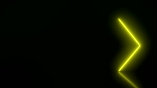 床を反映して緑と黄色で輝くネオンの矢印のビデオアニメーション アブストラクト背景 レーザーショー — ストック動画