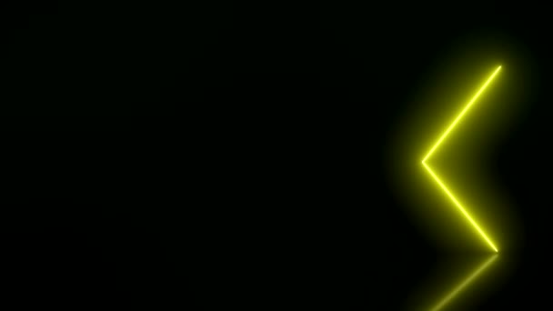 Videoanimation Glühender Neonpfeile Grün Und Gelb Auf Reflektierendem Boden Abstrakter — Stockvideo