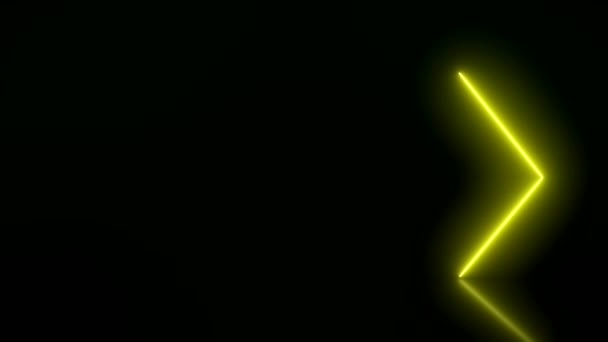 Video Animación Flechas Neón Brillantes Verde Amarillo Suelo Reflectante Fondo — Vídeo de stock