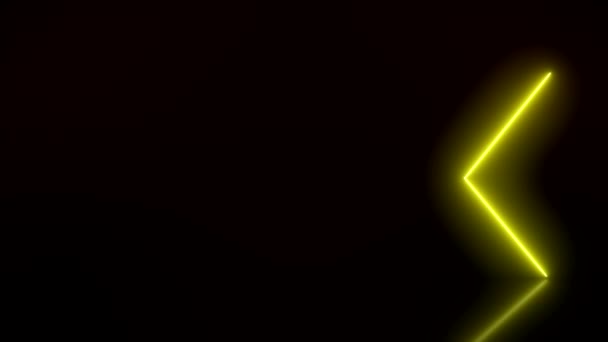Видеоанимация Светящихся Неоновых Стрелок Красным Желтым Цветом Отражающем Полу Абстрактный — стоковое видео