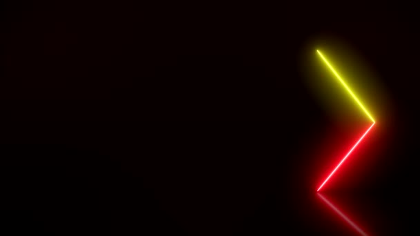 Animazione Video Frecce Neon Incandescenti Rosso Giallo Sul Pavimento Riflettente — Video Stock