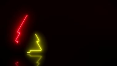Yansıtıcı zeminde kırmızı ve sarı renkli Mutlu Noeller mesajıyla parlayan neon mesajın video animasyonu. - Soyut Arkaplan - Lazer Gösterisi