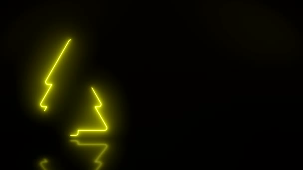 Video Animation Glowing Neon Text Message Merry Christmas Yellow Reflective — Stockvideo