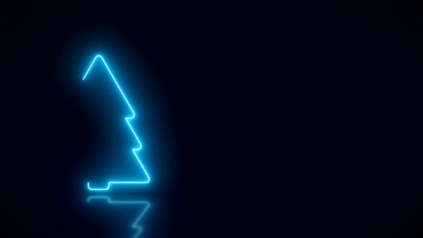 Video Animation Glowing Neon Text Message Merry Christmas Blue Reflective — Stockvideo