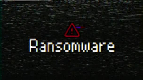 Animazione Video Uno Schermo Del Monitor Con Rumore Ransomware Messaggio — Video Stock