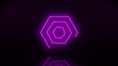 Döşemeyi yansıtan zeminde parlayan altıgentların video animasyonu - soyut arkaplan - pürüzsüz döngü - lazer gösterisi