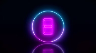 Yansıyan zeminde 9 'dan 0' a kadar sayacıyla mavi ve mor renkli parlayan dairelerin video animasyonu - soyut arkaplan - kusursuz döngü - lazer gösterimi