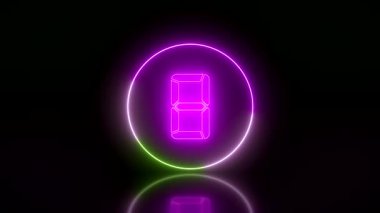 Yansıyan zeminde 9 'dan 0' a kadar sayacı olan yeşil ve mor renkli parlayan dairelerin video animasyonu - soyut arkaplan - kusursuz döngü - lazer gösterimi
