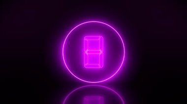 Görüntü animasyonu eflatun renkte parlayan dairenin yansıyan zeminde 9 'dan 0' a kadar sayacıyla - soyut zemin - dikişsiz döngü - lazer gösterisi