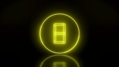 Zemini yansıtan zemin - soyut zemin - dikişsiz döngü - lazer gösterimi üzerinde 9 'dan 0' a kadar sayarak sarı renkli parlayan dairenin video animasyonu