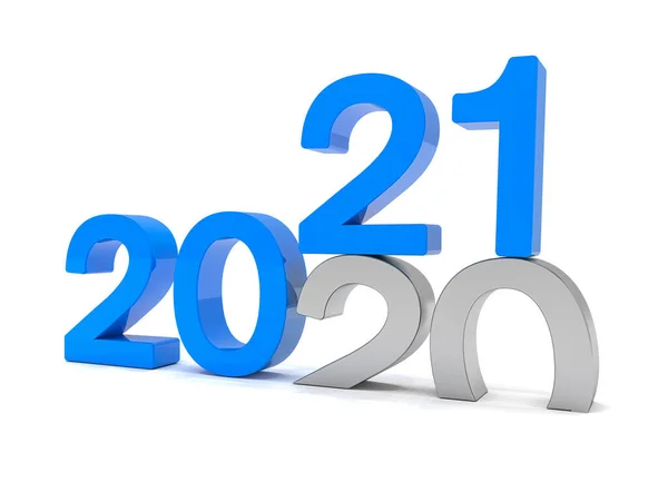 Renderizado Los Números 2020 Azul Sobre Fondo Blanco Número Cae — Foto de Stock