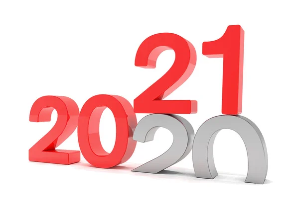 Rendering Dei Numeri 2020 Rosso Sfondo Bianco Numero Cade Sul — Foto Stock