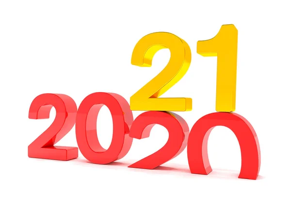 Weergave Van Nummers 2020 Rood Goud Witte Achtergrond Het Nummer — Stockfoto