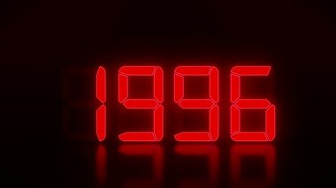 1990 'dan 2021' e kadar aralıksız devam eden yıllarla birlikte kırmızı bir LED ekranın video animasyonu - yeni yıl 2021 - tatil kavramını temsil etmektedir.