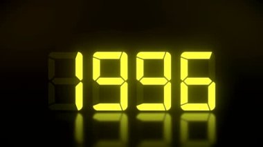 1990 'dan 2021' e kadar aralıksız devam eden dönem boyunca sarı renkli bir LED ekranın video animasyonu - yeni yıl 2021 - tatil kavramını temsil etmektedir.