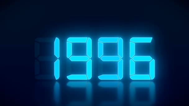 Mavili Bir Led Ekranın 1990 2021 Yılları Arasında Koyu Arkaplan — Stok video
