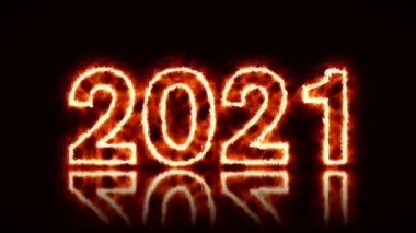 Video animasyonu - 2021 sayısının soyut ateşi - yeni yılı temsil ediyor - hareketli animasyon - mutlu yeni yıl konsepti