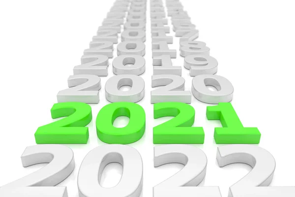 Oluşturma 2021 Numara Yeşil Olan Beyaz Arka Plan Yeni Yılı — Stok fotoğraf