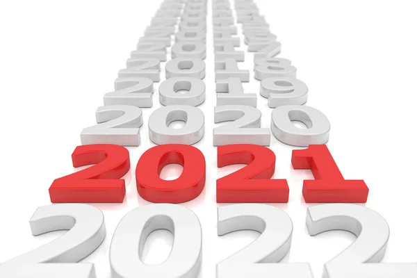Renderização Número 2021 Vermelho Sobre Fundo Branco Representa Ano Novo — Fotografia de Stock