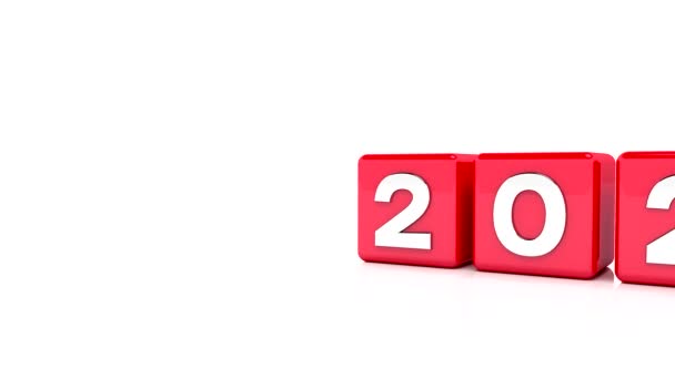 2020年红色立方体的视频动画 白色背景下的21个 代表2021年的新一年 — 图库视频影像