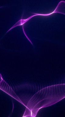 Pürüzsüz hareket eden mor dalgalar. Karanlık stildeki gelecekteki neon desenler, teknoloji görselleri ve modern arka planlar için harika..