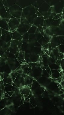 Yeşil pleksus ağı, parlak teknoloji arka planı, 4k dikey animasyon