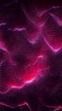 Parlayan noktalardan oluşan soyut kırmızı ızgara, hareket tasarım arka planı, dikey canlandırma.