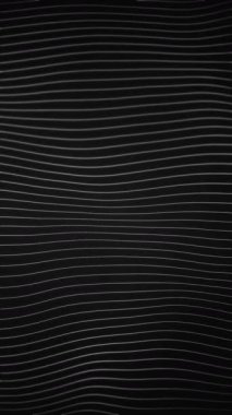 Beyaz soyut çizgiler siyah zemin üzerinde düz dalgalar oluşturur, minimalist fütüristik animasyon