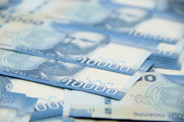 Şili pezosu. Yakın çekim faturaları.