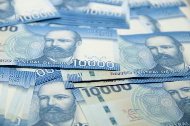 Şili pezosu. Yakın çekim faturaları.