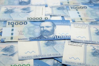 Şili pezosu. Yakın çekim faturaları.