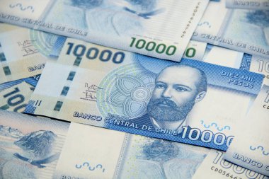 Şili pezosu. Yakın çekim faturaları.