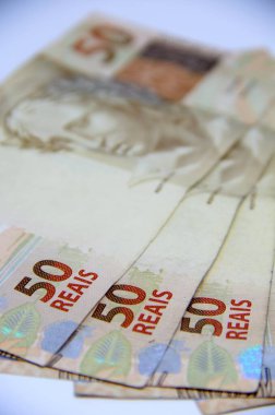 Brezilya parası yakın plan görüntüsü