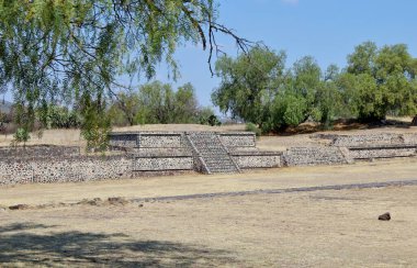 Teotihuacan manzarası, Meksika 'da antik bir şehir.