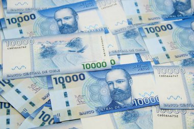 Şili pezosu. Yakın çekim faturaları.