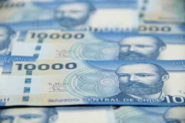 Şili pezosu. Yakın çekim faturaları.