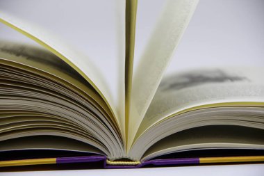 Açılmış kitabın masadaki yakın görüntüsü