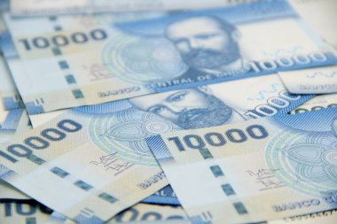 Şili pezosu. Yakın çekim faturaları.