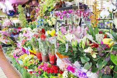 Çiçek buketlerinin güzel manzarası 