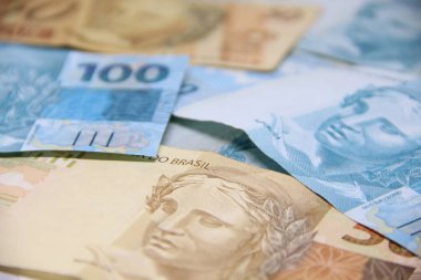 Brezilya parası yakın plan görüntüsü