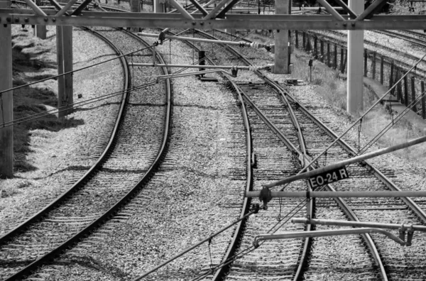 Järnvägsspår Vid Järnvägsstationen — Stockfoto